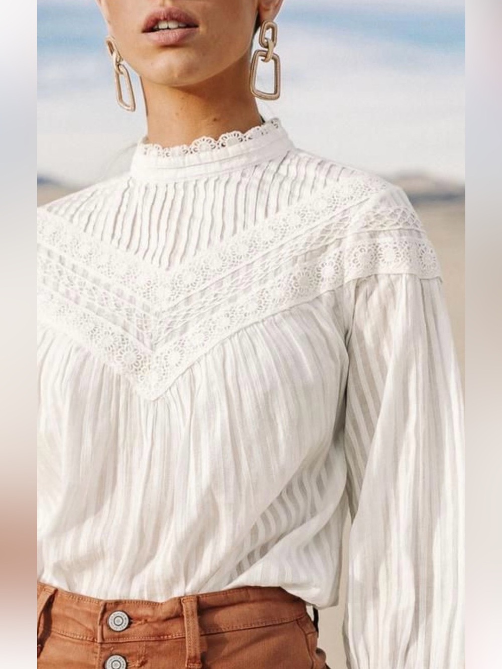Bohme White Top with Crochet Details